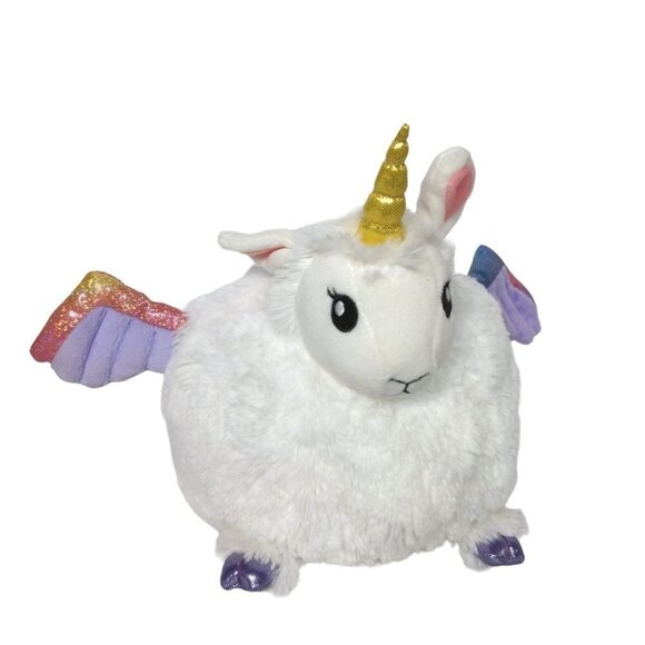 Squishable White Unicorn Pegasus Round Glitter Sparkly Plush 2021 11" - Picture 1 of 7
